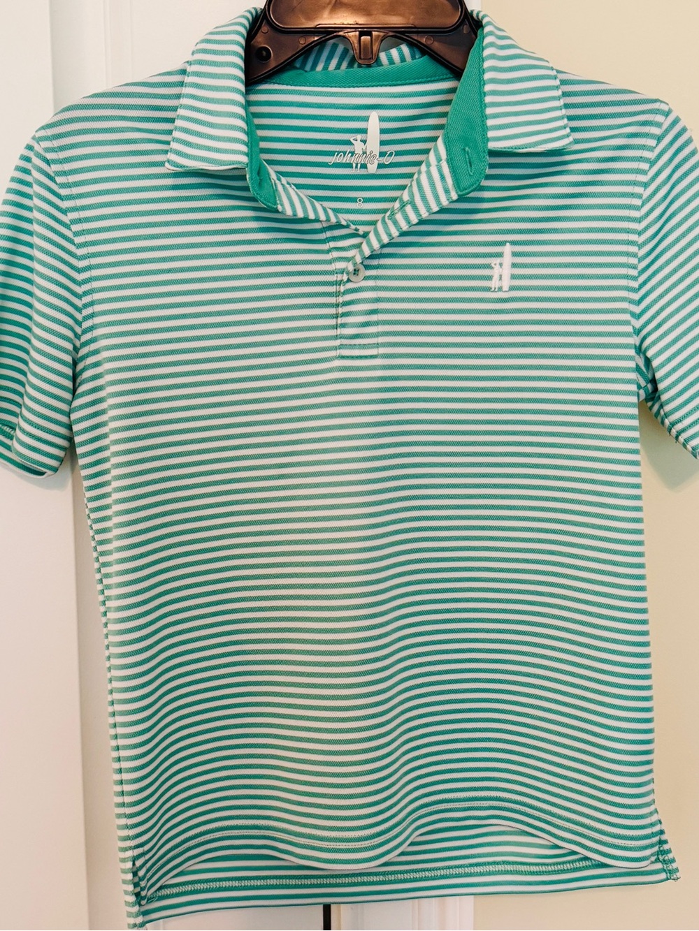 Johnnie-O Mint Green & White Striped Kids Polo size 8
